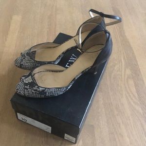 Canvas snake print peep toe heel  - J Crew
